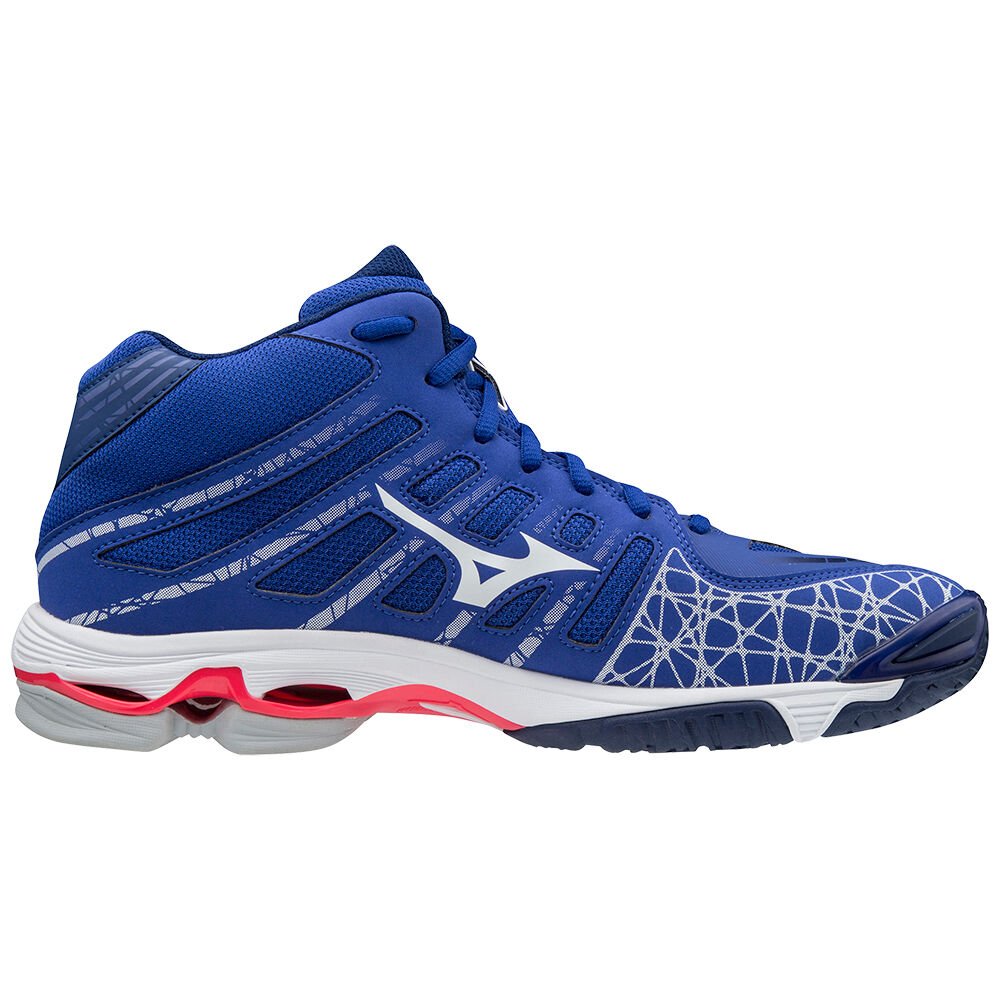 Womens Mizuno Wave Voltage Mid Volleyball Shoes Blue/White/Pink Philippines (GJWLOS038)